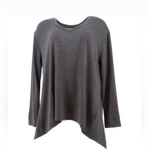 DG2 Diane Gilman Mixed Media Draped Back Drama Top 725--145